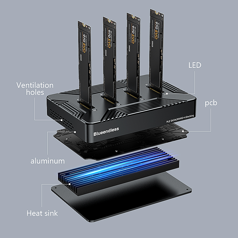 8Tb M2 Nvme Ssd - محطة إرساء Blueendless 4 Bay m2