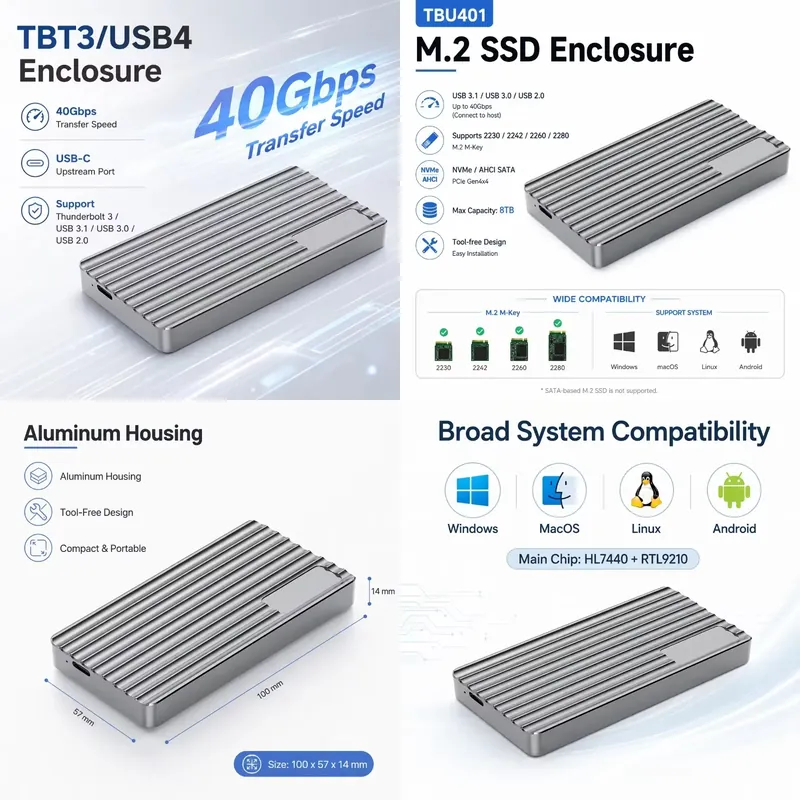 AP01 حافظة خارجية محمولة من ال - مراجعة Usb4 40Gbps External Ssd 8Tb وسعره