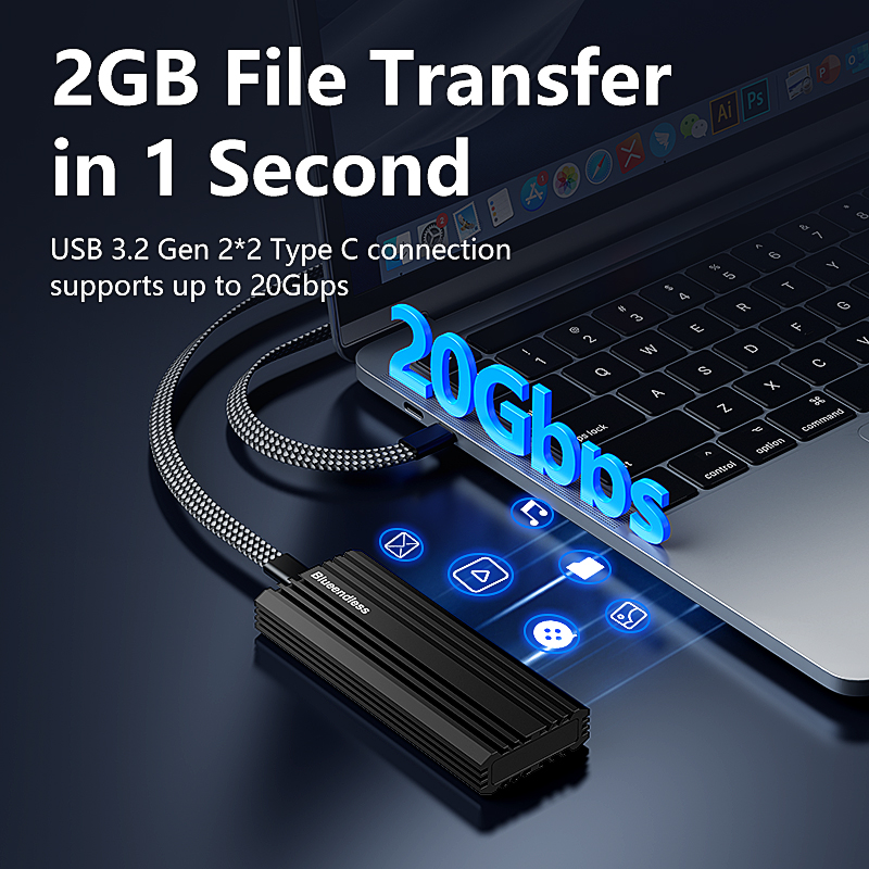 علبة BLUEENDLESS 20Gbps M.2 PC - مراجعة 8Tb M2 Nvme Ssd وسعره