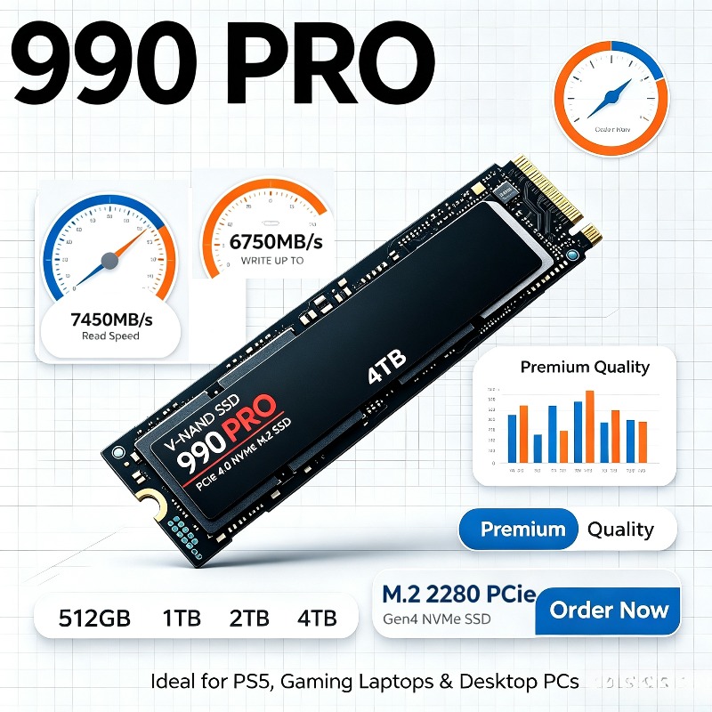 990 PRO SSD أصلي – 512GB/1TB/2 - مراجعة Pcie 4.0 4Tb 2280 Ssd 7450Mbps وسعره